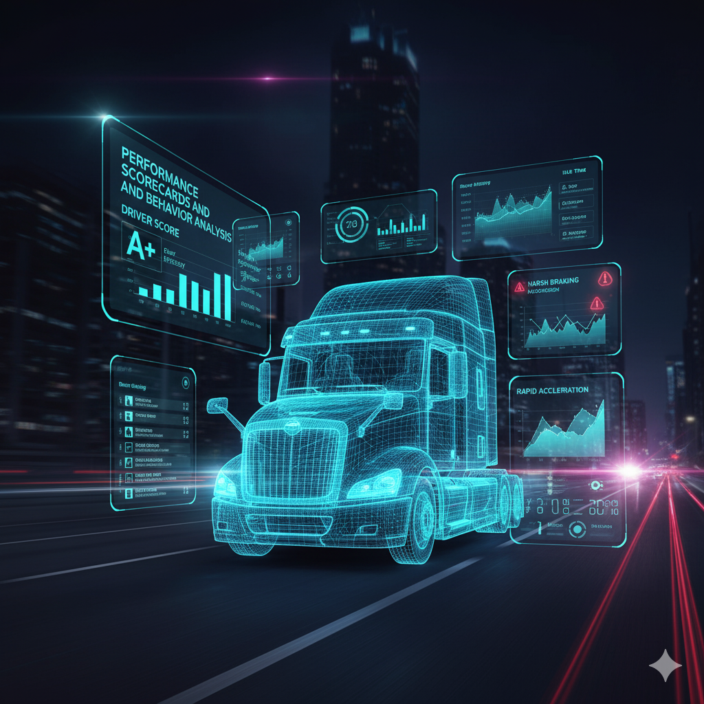 Modern Fleet Car on Highway with Real-Time Tracking